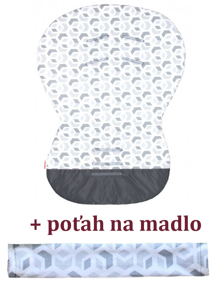 SET Vložka MOBY bavlna - CUBE šedá + poťah na madlo