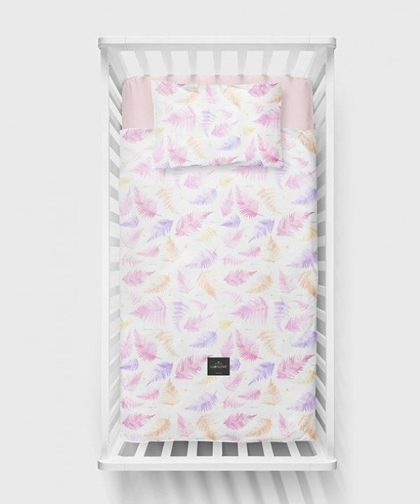 Lullalove Bavlnené posteľné obliečky 135x100cm - Paprade ružové
