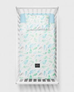Lullalove Bavlnené posteľné obliečky 135x100cm - Paprade mentol
