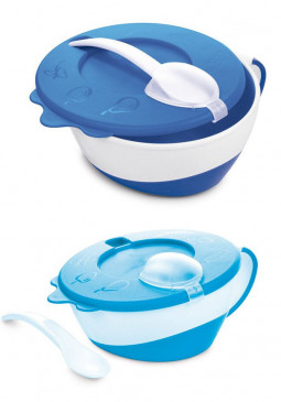 Canpol Babies Plastová miska s lyžičkou, modrá