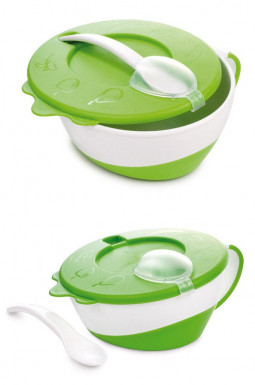 Canpol Babies Plastová miska s lyžičkou, zelená