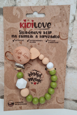 Kidi Love Klip na cumlík 2v1 MINI oliva