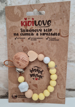 Kidi Love Klip na cumlík 2v1 MINI pastel light yellow