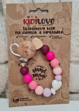 Kidi Love Klip na cumlík 2v1 Pastel LOVE, Pink