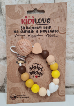 Kidi Love Klip na cumlík 2v1 Pastel LOVE, Yellow