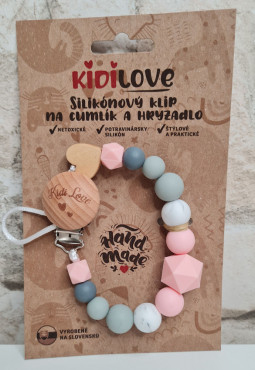 Kidi Love Klip na cumlík 2v1 BUBBLE pastel pink